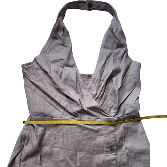 Linen Halter V-Neck Tan Dress SZ M NWT Anthropologie - Picture 12 of 13